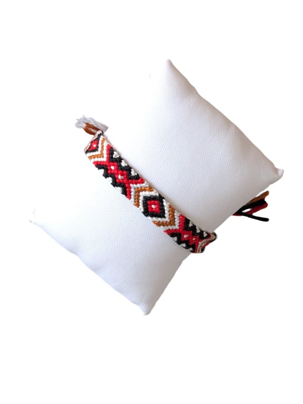 Handmade Diamond Pattern Friendship Bracelet Red Black